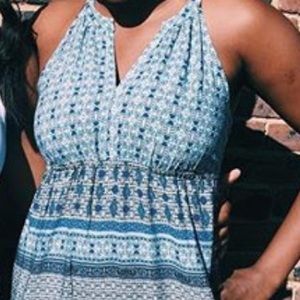 Fleur Bleue: Boho Blue Patterned Maxi Dress